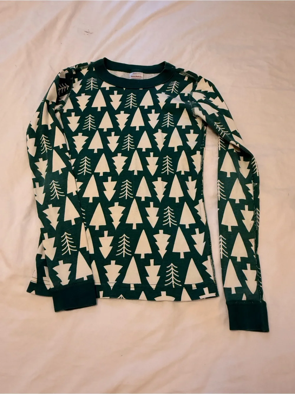 Hanna Andersson Dark Green and White Tree Print Pajama Set